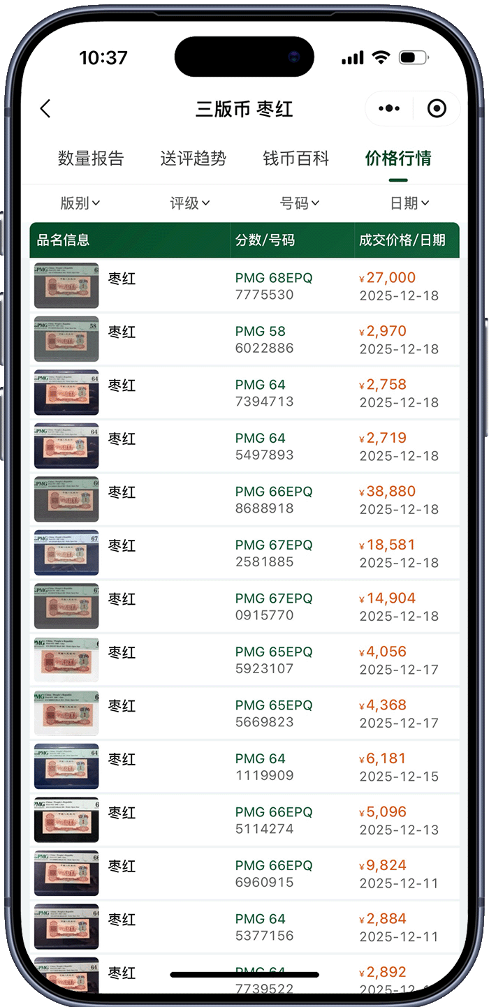 PMG评级查询功能界面展示